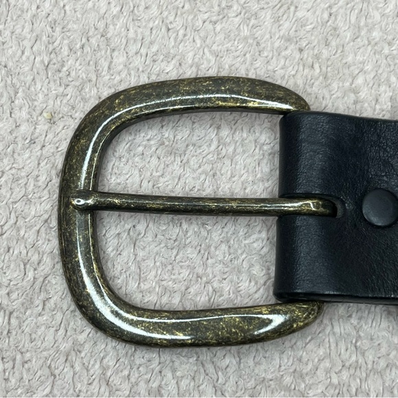 Justin Boots Black Leather Belt with Brass Buckle Men’s 32 Western Cowboy Casual - Picture 7 of 10